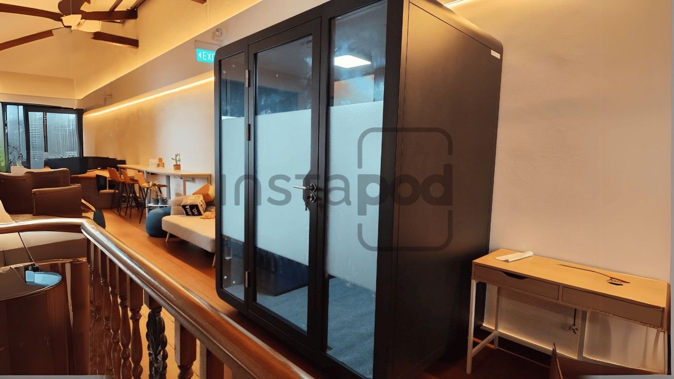 Modern office pod in a stylish interior space.